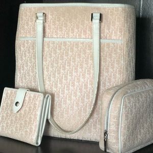 Authentic pink monogrammed Christian Dior purse